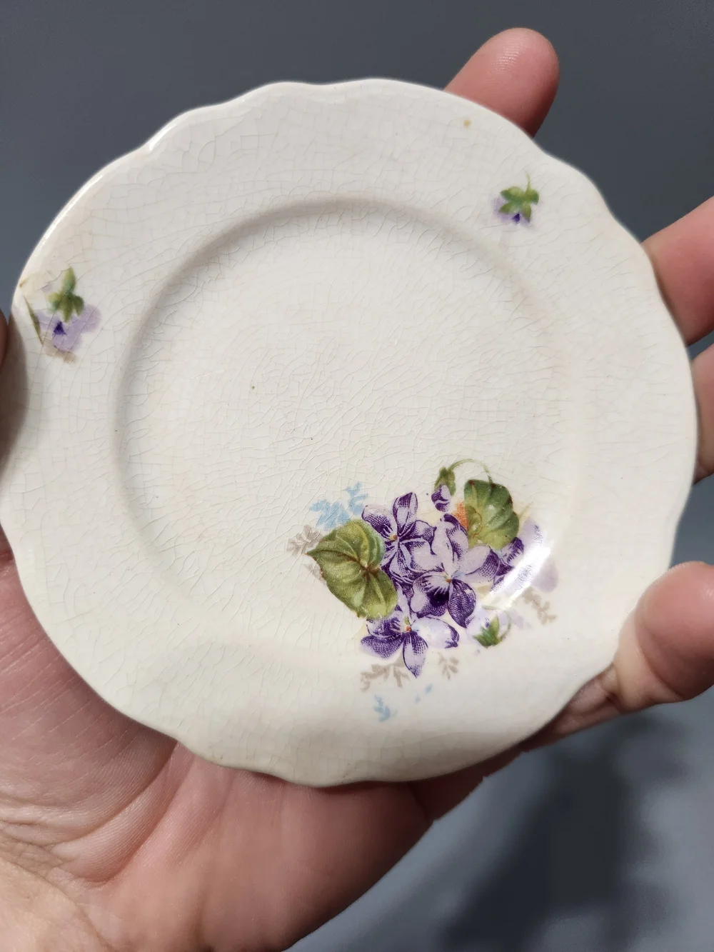 Vintage Purple Floral Plate Purple Flowers Mini Dish. Cozy Cottagecore.